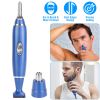 3 In 1 Nose Hair Eyebrow Beard Trimmer Electric Ear Hair Shaver Clipper Groomer Epilator for Men Battery Powered Facial Hair Trimmer w/ Dual Edge Dry
