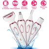 4 In 1 Electric Razor for Women Painless Grooming Kit Rechargeable Eyebrow Nose Hair Pubic Hair Bikini Trimmer Face Shaver