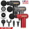 Percussion Massage Gun USB Type C Rechargeable Deep Tissue Vibration Massager Handheld Leg Body Cordless Massager w/ 4 Interchangeable Heads 6 Intensi