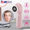 Facial Cleansing Brush IPX6 Waterproof 2 Speeds Face Brush w/3 Brush Heads USB Rechargeable for Deep Cleansing Gentle Exfoliation